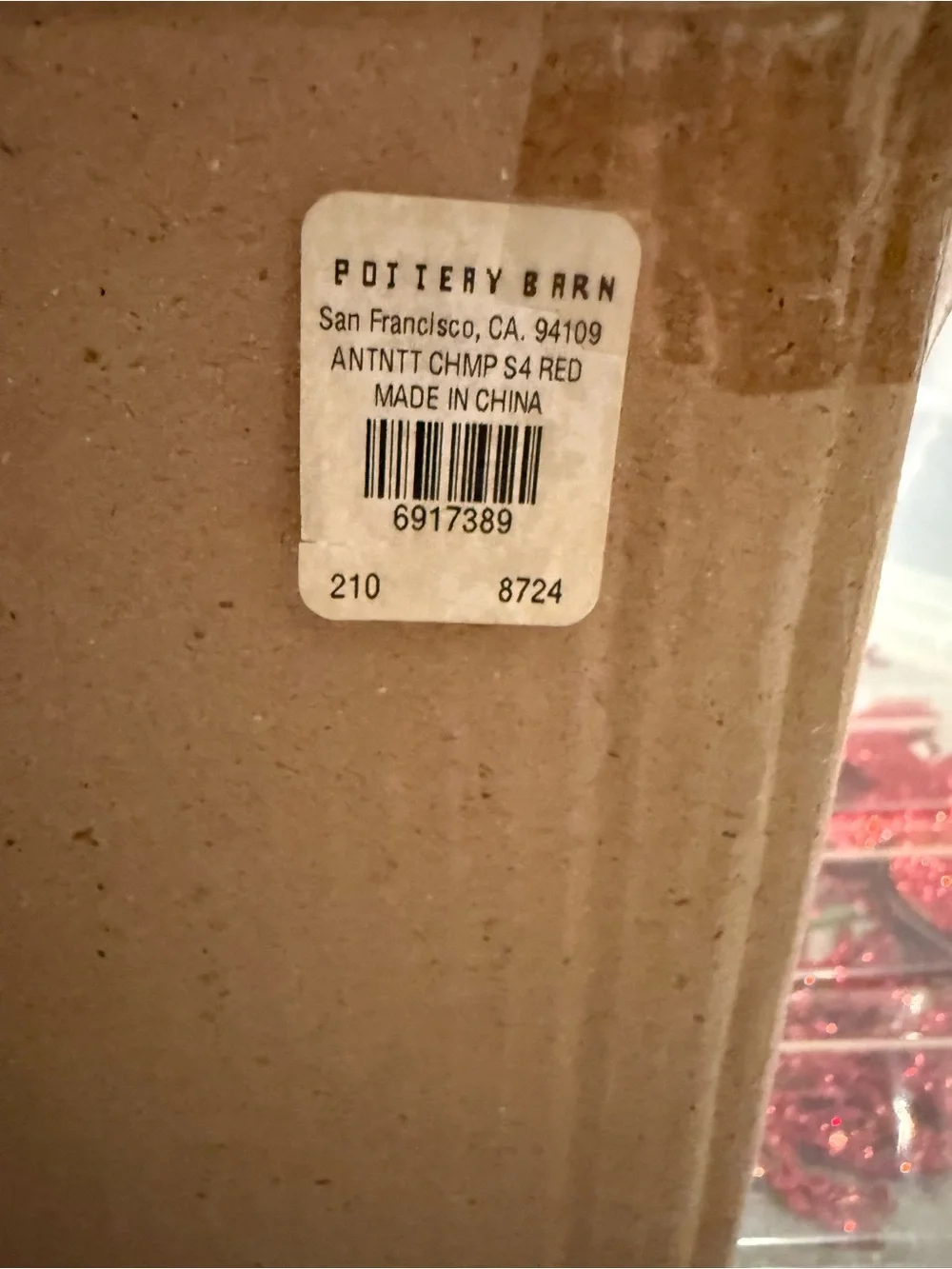 Pottery Barn Red Antionette Champ Coupe Set of 4